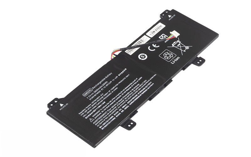 GM02XL HSTNN-DB7X 917725-855 Battery for HP Chromebook 11 G6 G7 14 G5 (7.7V 28Wh 2-Cell Li-Polymer) – Front view top 45° angle