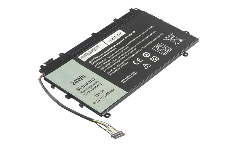 GWV47 271J9 YX81V 0MN791 3WKT0 Battery for Dell Latitude 7350 (11.4V 34Wh 3-Cell Li-Poly) – Front view top 45° angle
