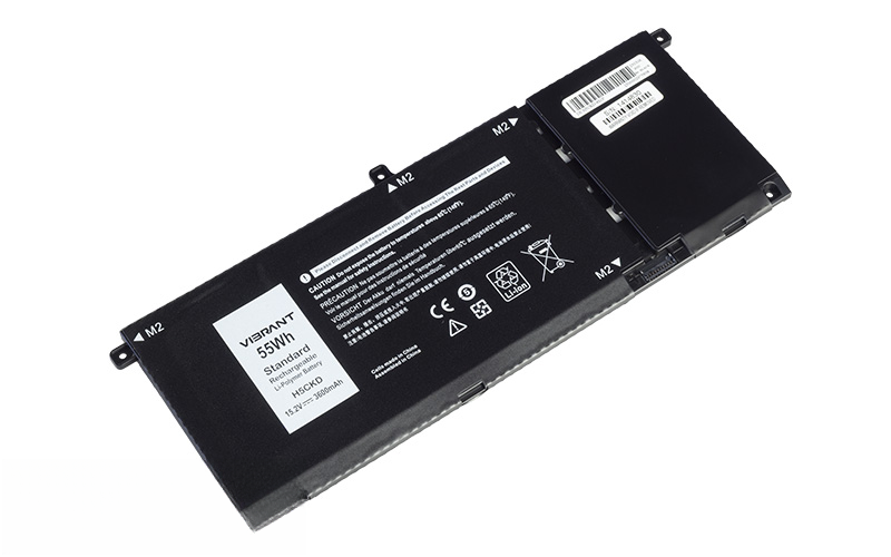 H5CKD Battery for Dell Inspiron 14 5401 5409 15 5501 5502 Latitude 3410 3510 (15.2V 55Wh 4-Cell Li-Poly) – Front view top 45° angle