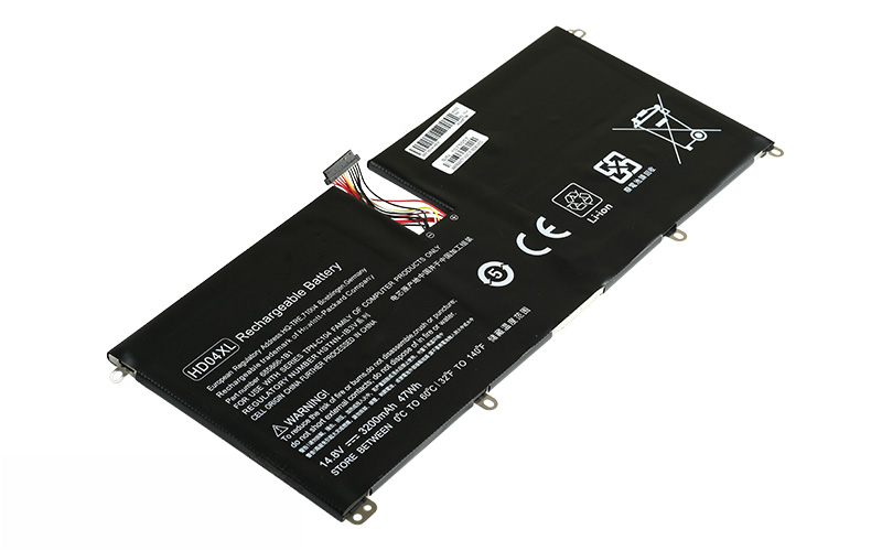 HD04XL 685989-001 Battery for HP Spectre XT Pro 13-b000 13-2120tu (14.8V 47Wh 4-Cell Li-Polymer) – Front view top 45° angle