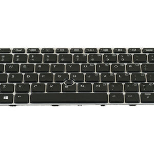 HP EliteBook 820 G3 Keyboard with back-lit keys and silver frame – Front view – keys & layout
