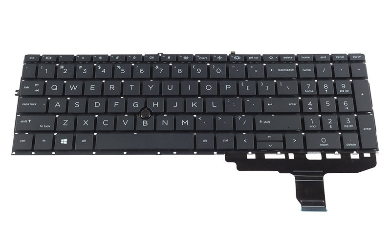 HP ZBook Firefly 15 G7 G8 Keyboard (with backlit keys and center track point) – Front view – keys & layout
