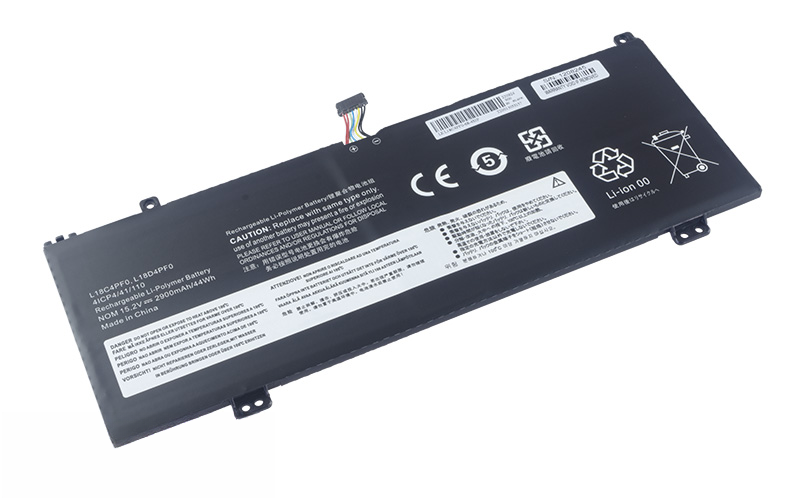 L18D4PF0 L18C4PF0 L18M4PF0 Battery for Lenovo ThinkBook 13S-IWL 14S-IWL (15.2V 44Wh 4-Cell Li-Poly) – Front view top 45° angle
