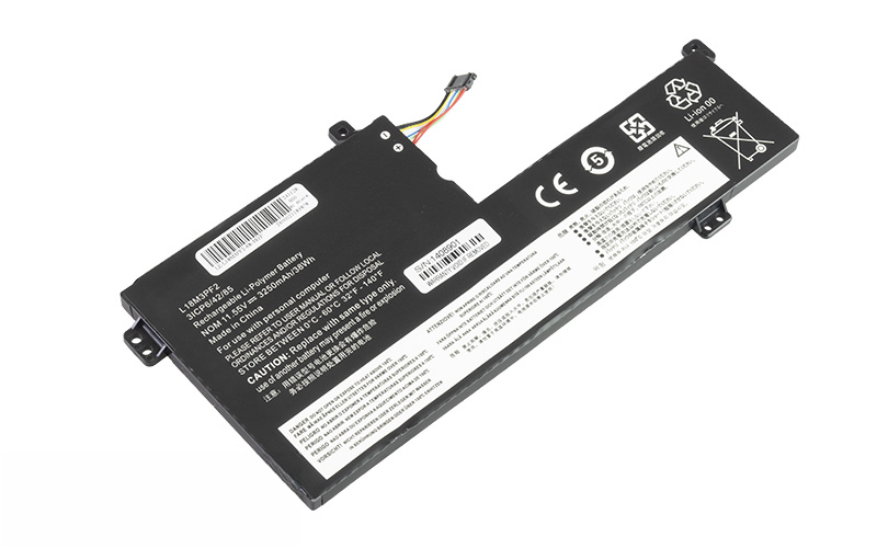 L18L3PF1 L18M3PF2 L18C3PF2 Battery for Lenovo IdeaPad L340-15API L340-15IWL L340-17API V155-15API (11.55V 38Wh 3-Cell Li-Poly) – Front view top 45° angle