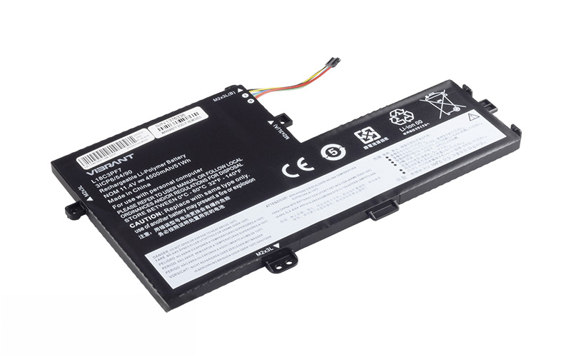 L18L3PF7 L18M3PF6 L18L3PF2 L18C3PF7 Battery for Lenovo IdeaPad C340-15IWL Type 81N5 (11.4V 51WH 3-Cell Li-Poly) – Front view top 45° angle