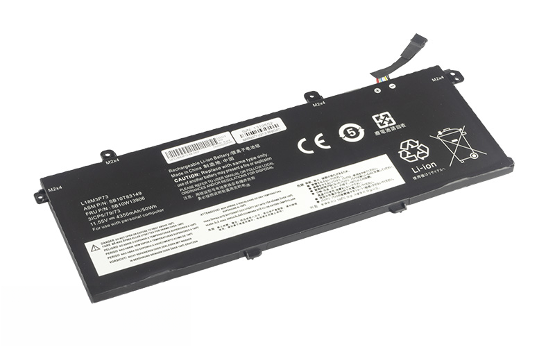 L18M3P74 L18L3P73 L18C3P72 Battery for Lenovo ThinkPad T490 T14 Gen 1 Gen 2 (11.55V 50Wh 3-Cell Li-Poly) – Front view top 45° angle