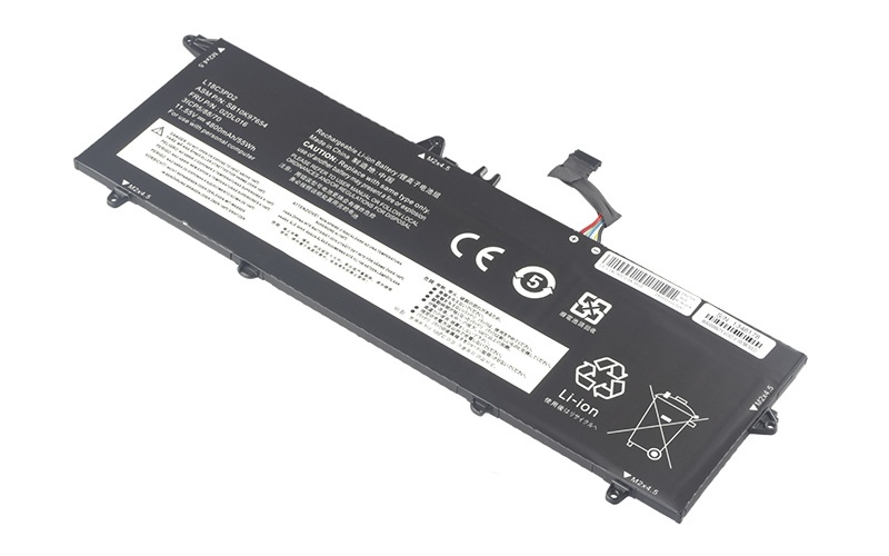 L18M3PD1 L18L3PD1 L18M3PD2 L18C3PD2 Battery for Lenovo ThinkPad T490s T495s T14s Gen 1 (11.55V 54Wh 3-Cell Li-Poly) – Front view top 45° angle