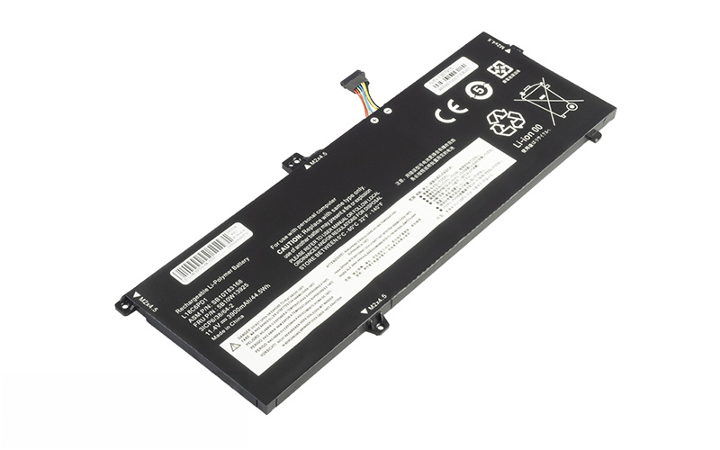 L18M6PD1 02DL017 L18C6PD2 Battery for Lenovo Thinkpad X390 X395 (11.4V 44Wh 6-Cell Li-Poly) – Front view top 45° angle