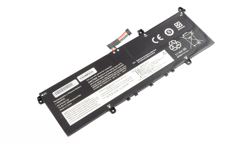 L19M4PDD L19C4PDD L19D4PDD Battery for Lenovo ThinkBook 14s G2 ITL, 13s G2 ITL, 13s G2 ARE (14.8V 47Wh 4-Cell Li-Poly) – Front view top 45° angle
