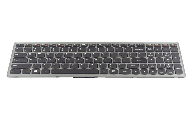 Lenovo IdeaPad Z500 Keyboard (with silver frame) – Front view – keys & layout