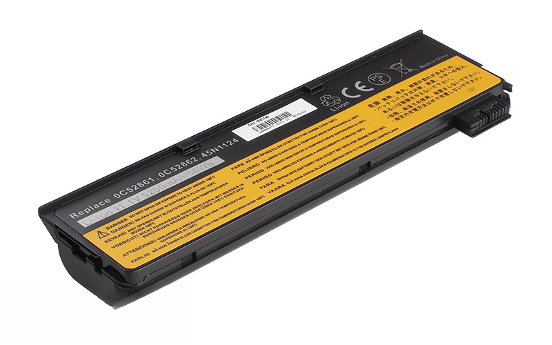 Lenovo ThinkPad X240 L470 X250 X260 battery (P/N: 45N1124 45N1125 0C52861 0C52862) – Front view top 45° angle