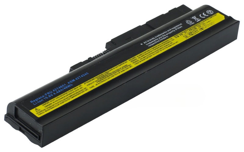 <strong>10.8V 4400mAh/48Wh 6-Cell Battery for Lenovo ThinkPad SL300 SL400 SL500 (P/N: FRU 42T4651 ASM 42T4545)</strong> – Front view top 45° angle