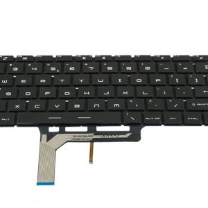MSI GS65 Stealth Thin 8RE 8RF Keyboard (with single colour backlit keys) – Front view – keys & layout