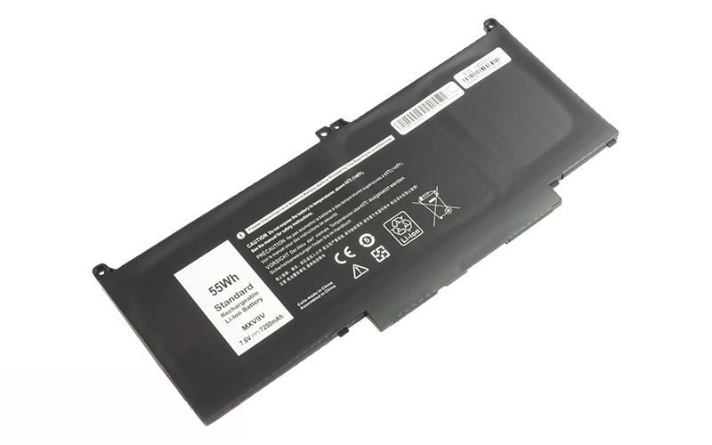 MXV9V Battery for Dell Latitude 13 5300 2-in-1 Latitude 13 7300 (7.6V 55Wh 4-Cell Li-Poly) – Front view top 45° angle