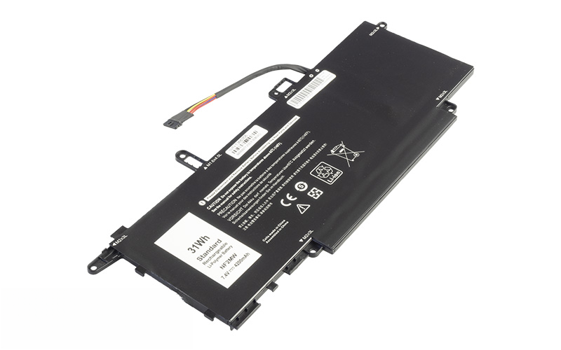 NF2MW 7146W 0C76H7 0WD8P8 Battery for Dell Latitude 7400 9410 2-in-1 (7.4V 31Wh 4-Cell Li-Poly) – Front view top 45° angle
