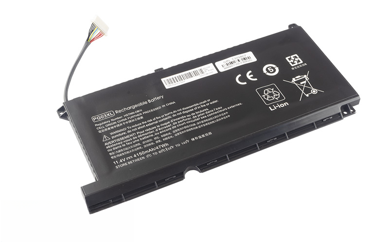 PG03XL L48495-005 Battery for HP 15-dk0021tx 15-ec1014ax 16-a0003tx (3-Cell Li-Poly) – Front view top 45° angle