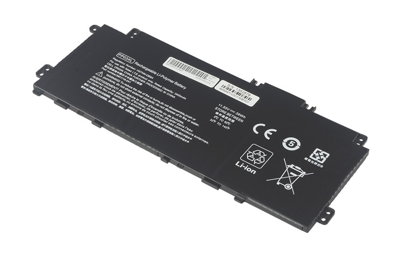 PP03XL HSTNN-DB9X M01118-241 HSTNN-LB8S Battery for HP 14-dk1003dx 15-eh1013AU 14-dv0004TX (11.55V 39Wh 3-Cell Li-Poly) – Front view top 45° angle