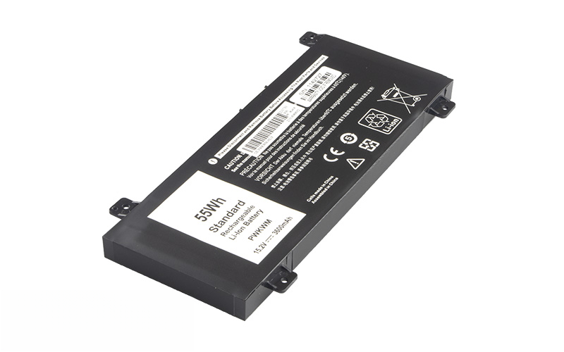 PWKWM 063K70 0M6WKR Battery for Dell Inspiron 14 7466 7467 (15.2V 55Wh 4-Cell Li-Poly) – Front view top 45° angle