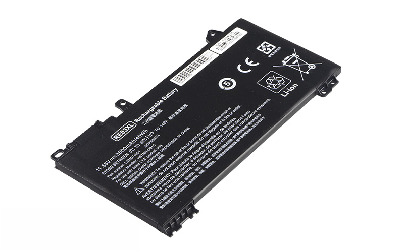 RE03XL HSTNN-DB9A HSTNN-UB7R Battery for HP ProBook 430 G6 440 G6 450 G6 455 G6 (11.55V 39Wh 3-Cell Li-Poly)) – Front view top 45° angle