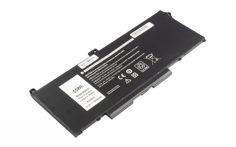 RJ40G M033W 1K2CF Battery for Dell Latitude 5420 5520 Precision 3560 (15.2V 55Wh 4-Cell Li-Poly) – Front view top 45° angle