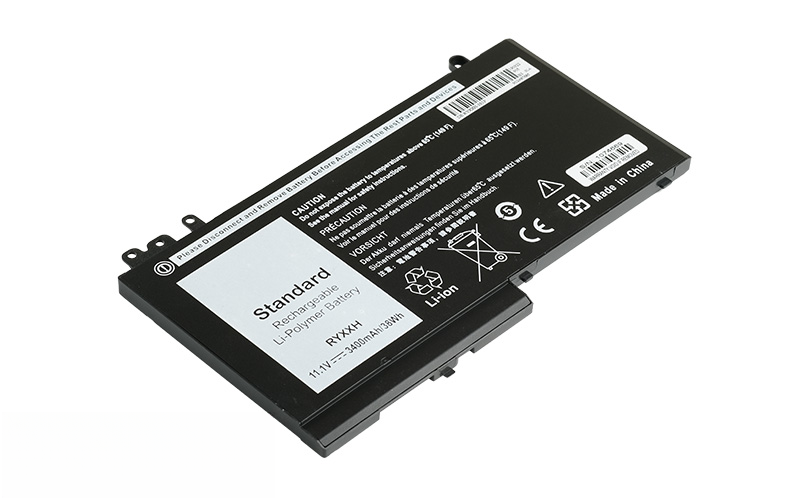 RYXXH Battery for Dell Latitude E5450 E5550 E5250 (11.1V 40Wh 3-Cell Li-Polymer) – Front view top 45° angle