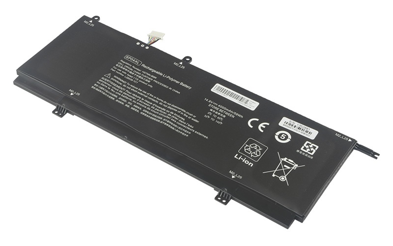 SP04XL HSTNN-IB8R HSTNN-OB1B Battery for HP Spectre x360 Convertible 13-ap0003tu 13-ap0023dx (14.8V 59Wh 4-Cell Li-Poly) – Front view top 45° angle