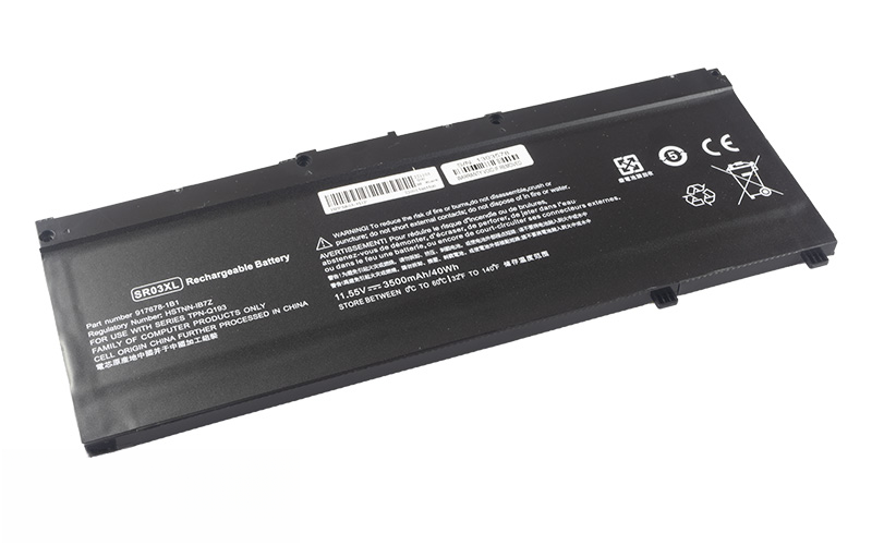 SR03XL 917678-2B1 HSTNN-IB7Z Battery for HP Pavilion 15-cb045wm 15-ce015dx OMEN 15-ce003tx (11.55V 39Wh 3-Cell Li-Poly) – Front view top 45° angle