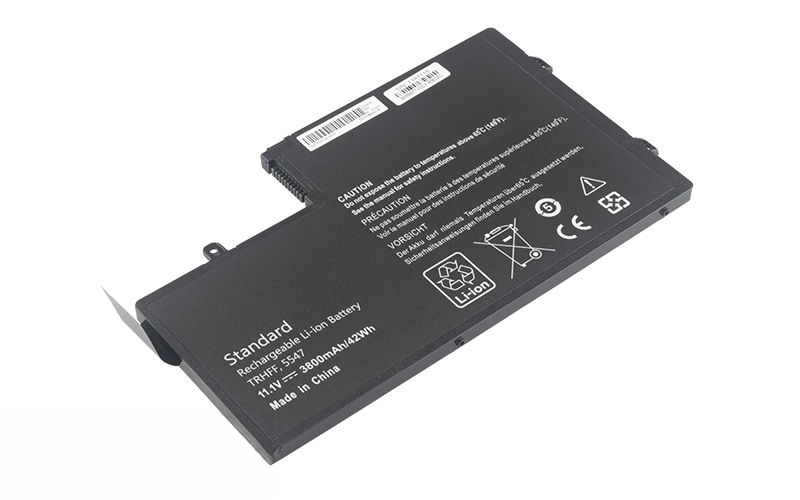 TRHFF 0PD19 1V2F6 battery for DELL Inspiron 15 (5547) 15 (5548) Latitude 3450 3550 (11.1V 42Wh 3-Cell Li-Poly) – Front view top 45° angle