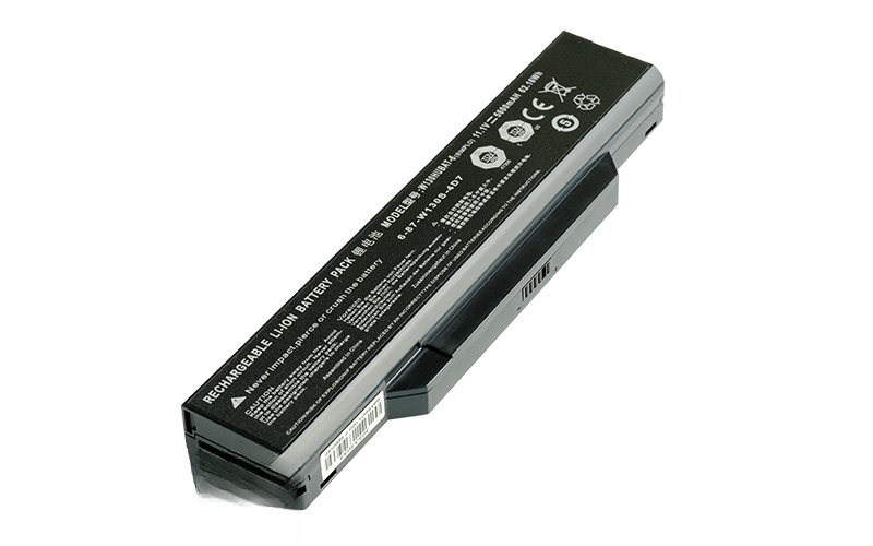 W130HUBAT-6 Battery for Proline W25CEW Clevo W255CEW (11.1V 62Wh 6-Cell) – Front view top 45° angle