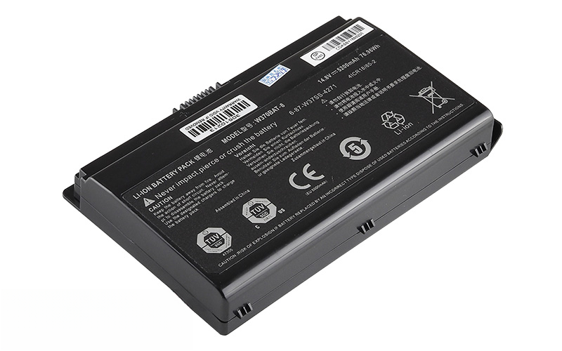 W370BAT-8 battery for Mecer laptops (14.8V 5200mAh/77Wh 8-cell) – Front view top 45° angle