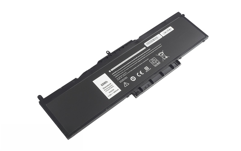 WFWKK, VG93N Battery for Dell Precision 3520 3530 3540 Latitude 15 5580 5590 (11.55V 69Wh 6-Cell Li-Poly) – Front view top 45° angle