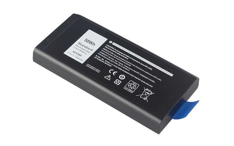 X8VWF DKNKD 4XKN5 Battery for Dell Latitude 14 5404 5414 7404 7414 (11.1V 49Wh 6-Cell Li-Poly) – Front view top 45° angle